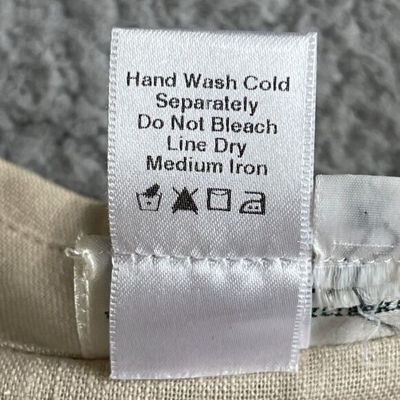 Coldwater Creek Top Women Size 1X Beige Pocket Collared Linen Rayon Camp - Picture 8 of 10